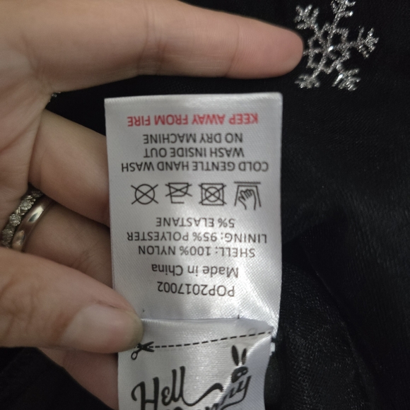 Hell Bunny Snowstar snowFlake Dress Black Silver Holiday Party Event - Picture 11 of 12